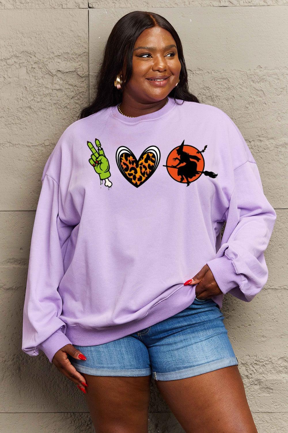 Get trendy with Simply Love Full Size Drop Shoulder Graphic Sweatshirt - Halloween Clothes available at Styles Code. Grab yours today!