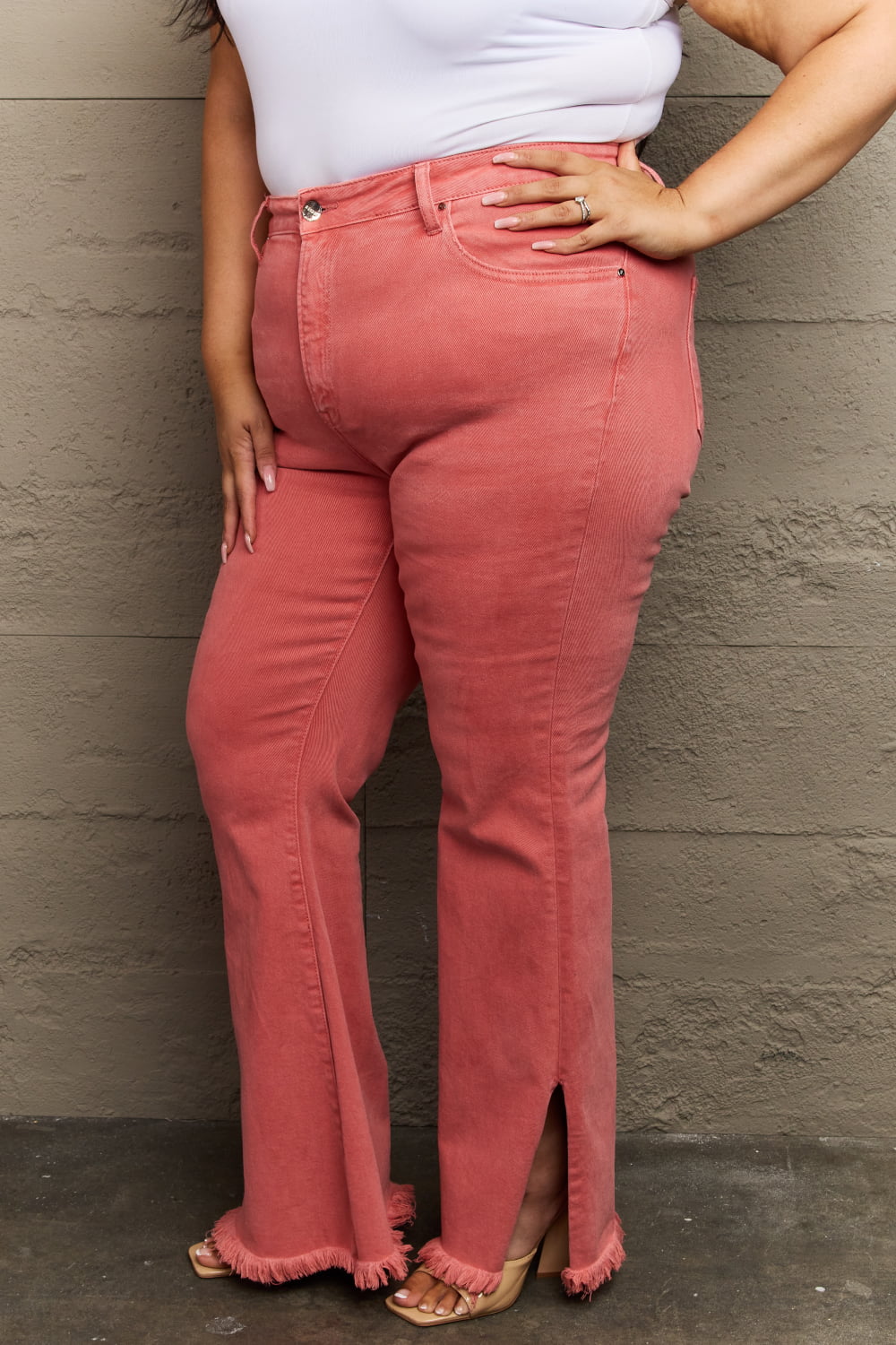 Get trendy with Full Size High Waist Flare Jeans - Plus Size available at Styles Code. Grab yours today!