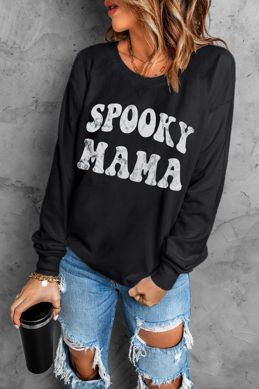 Get trendy with SPOOKY MAMA Graphic Sweatshirt - Halloween Clothes available at Styles Code. Grab yours today!