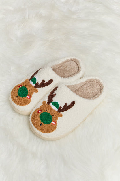 Get trendy with Melody Rudolph Print Plush Slide Slippers - Shoes available at Styles Code. Grab yours today!