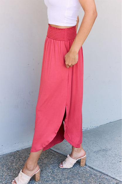 Get trendy with Doublju Comfort Princess Full Size High Waist Scoop Hem Maxi Skirt in Hot Pink -  available at Styles Code. Grab yours today!