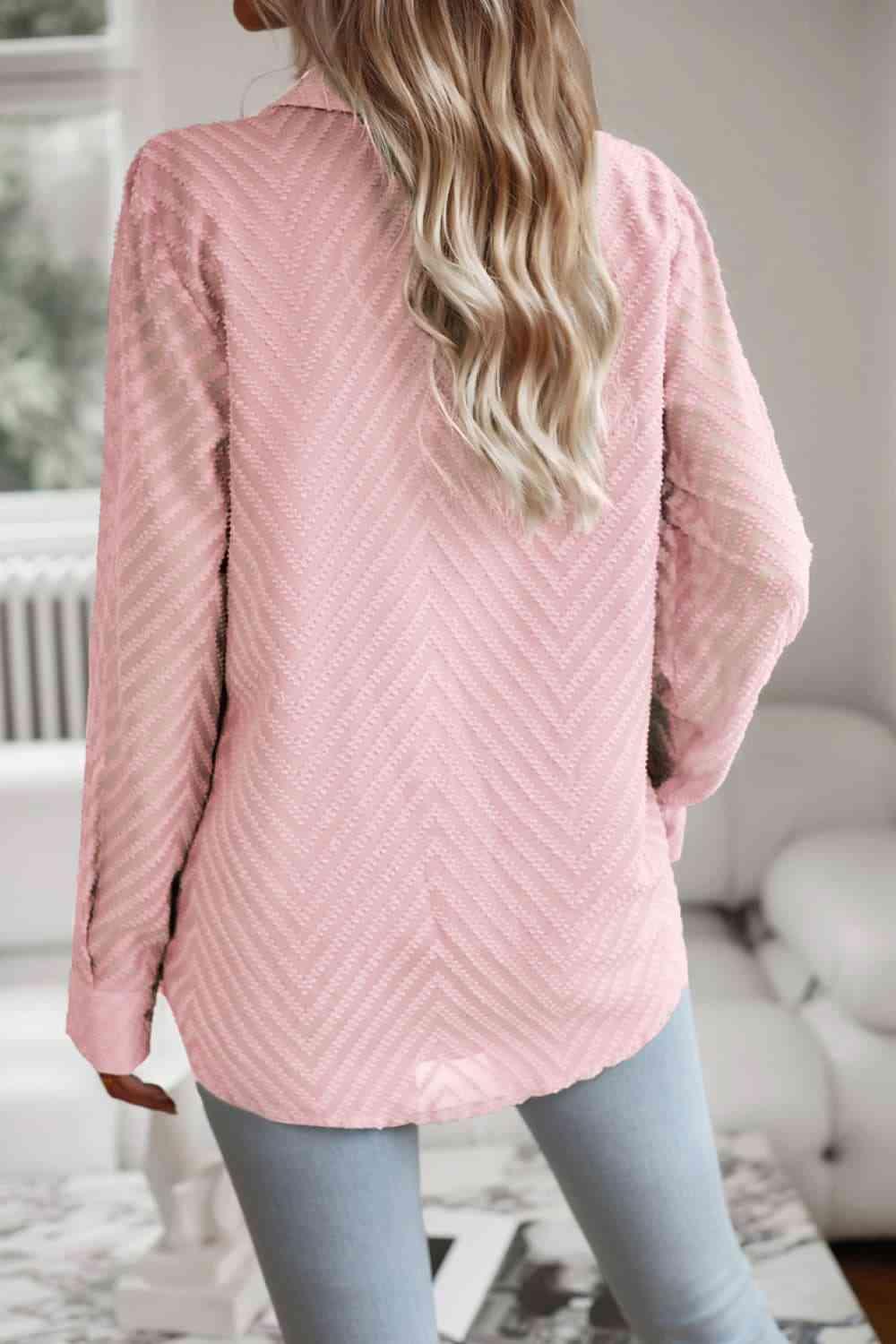 Get trendy with Collared Neck Long Sleeve Pocketed Shirt - Shirt available at Styles Code. Grab yours today!