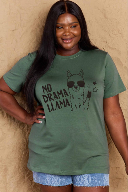 Get trendy with Full Size NO DRAMA LLAMA Graphic Cotton Tee - Graphic T-Shirts available at Styles Code. Grab yours today!