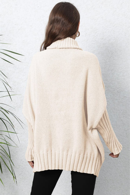 Get trendy with Turtle Neck Long Sleeve Ribbed Sweater - Sweater available at Styles Code. Grab yours today!