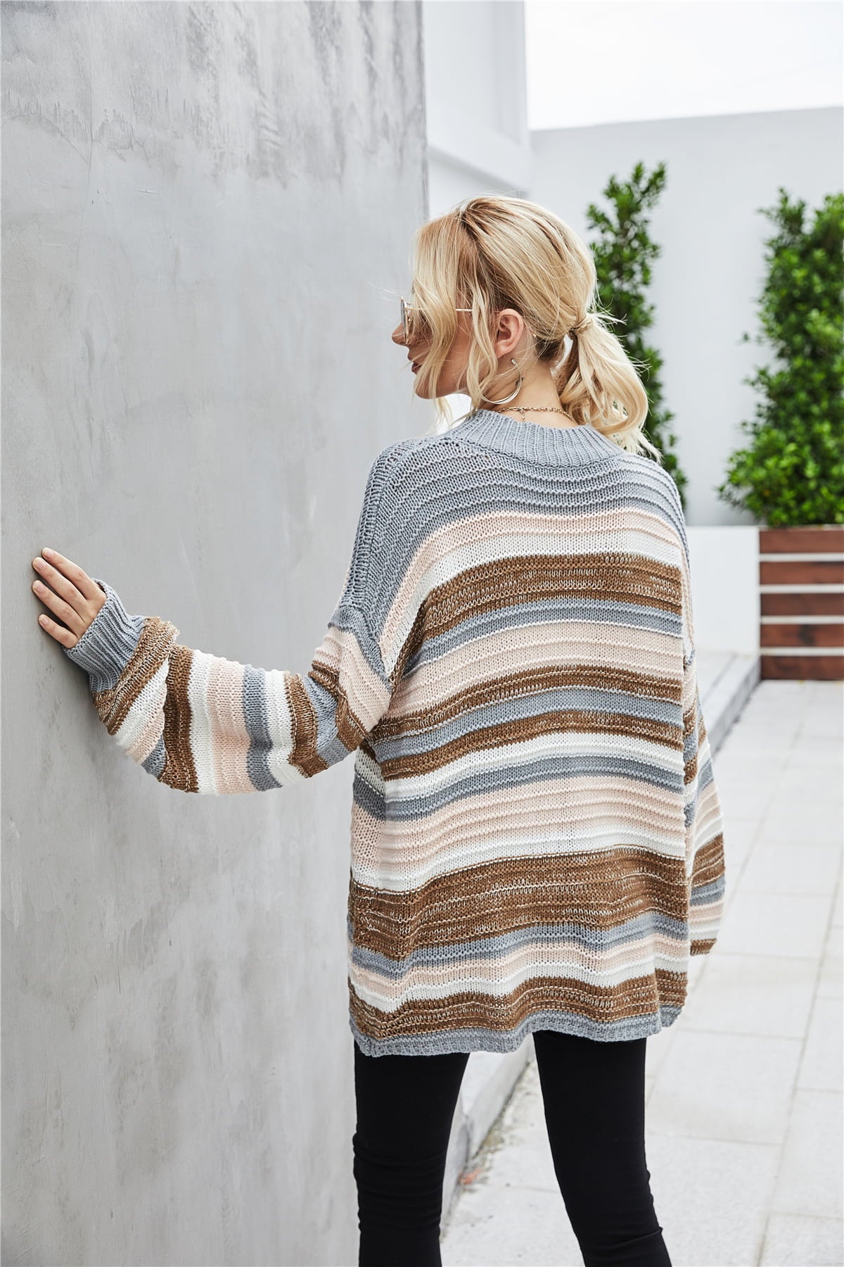 Get trendy with Round Neck Dropped Shoulder Sweater - Sweater available at Styles Code. Grab yours today!