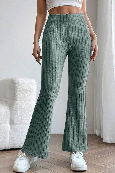 Get trendy with Basic Bae Full Size Ribbed High Waist Flare Pants -  available at Styles Code. Grab yours today!