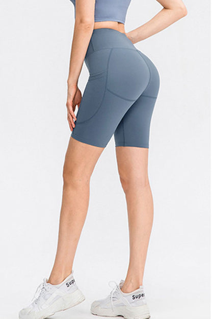 Get trendy with Wide Waistband Sports Shorts with Pockets - Activewear available at Styles Code. Grab yours today!