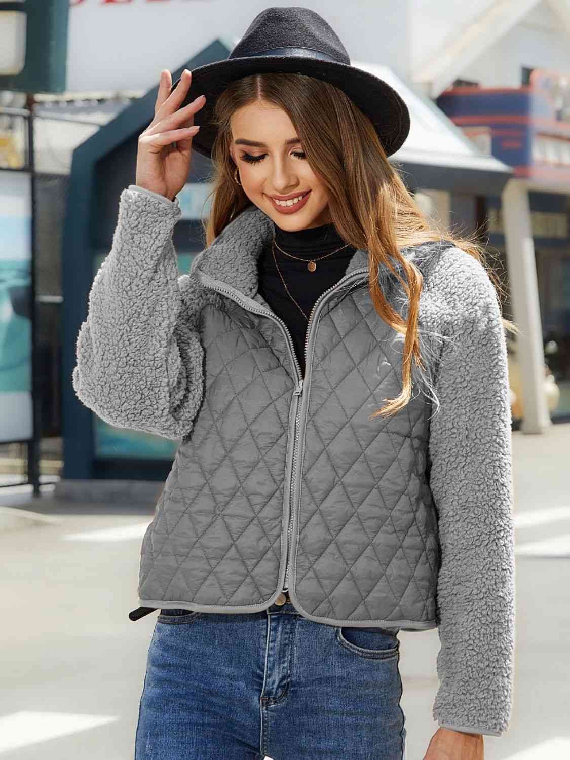 Get trendy with Zip-Up Raglan Sleeve Jacket - Jackets available at Styles Code. Grab yours today!