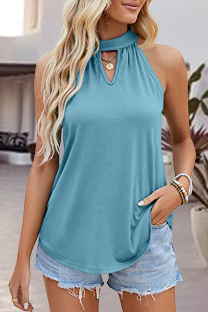 Get trendy with Tied Cutout Grecian Neck Tank -  available at Styles Code. Grab yours today!