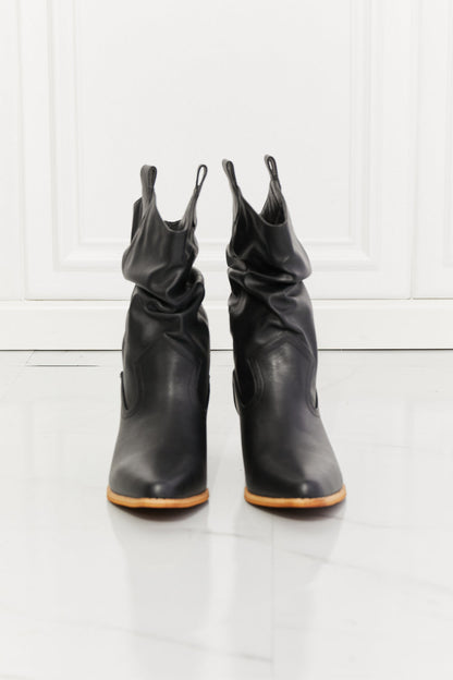 Get trendy with MMShoes Better in Texas Scrunch Cowboy Boots in Black - Shoes available at Styles Code. Grab yours today!