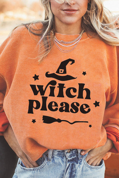 Get trendy with WITCH PLEASE Graphic Dropped Shoulder Sweatshirt - Halloween Clothes available at Styles Code. Grab yours today!