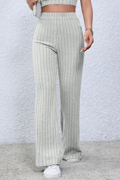 Get trendy with Basic Bae Full Size Ribbed High Waist Flare Pants -  available at Styles Code. Grab yours today!