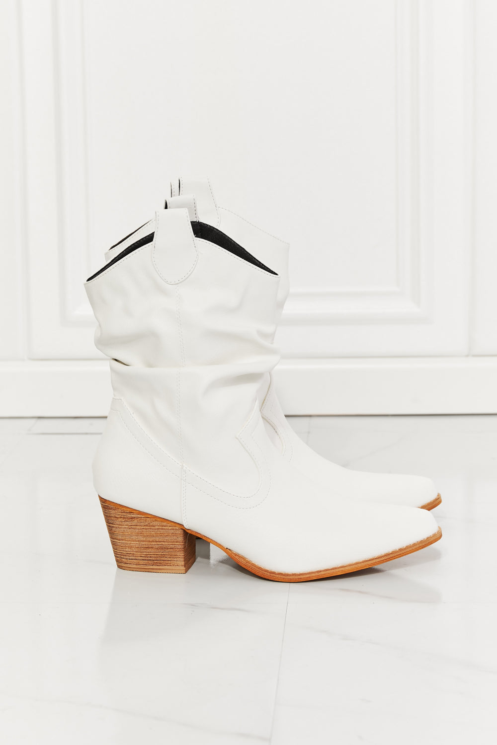 Get trendy with MMShoes Better in Texas Scrunch Cowboy Boots in White - Shoes available at Styles Code. Grab yours today!