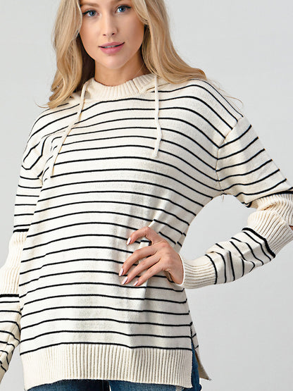 Get trendy with Striped Cutout Slit Sweater - Tops available at Styles Code. Grab yours today!