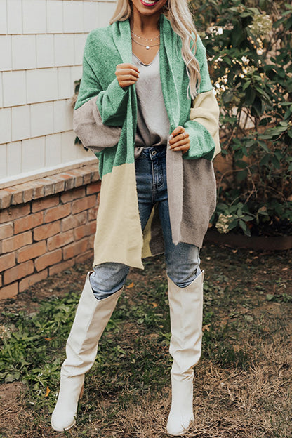 Get trendy with Color Block Long Sleeve Cardigan - Cardigans available at Styles Code. Grab yours today!