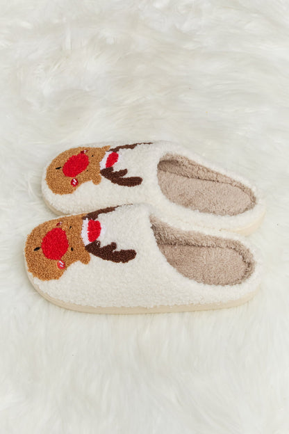 Get trendy with Melody Rudolph Print Plush Slide Slippers - Shoes available at Styles Code. Grab yours today!