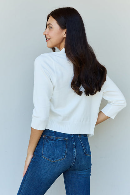 Get trendy with Doublju My Favorite Full Size 3/4 Sleeve Cropped Cardigan in Ivory - Cardigan available at Styles Code. Grab yours today!