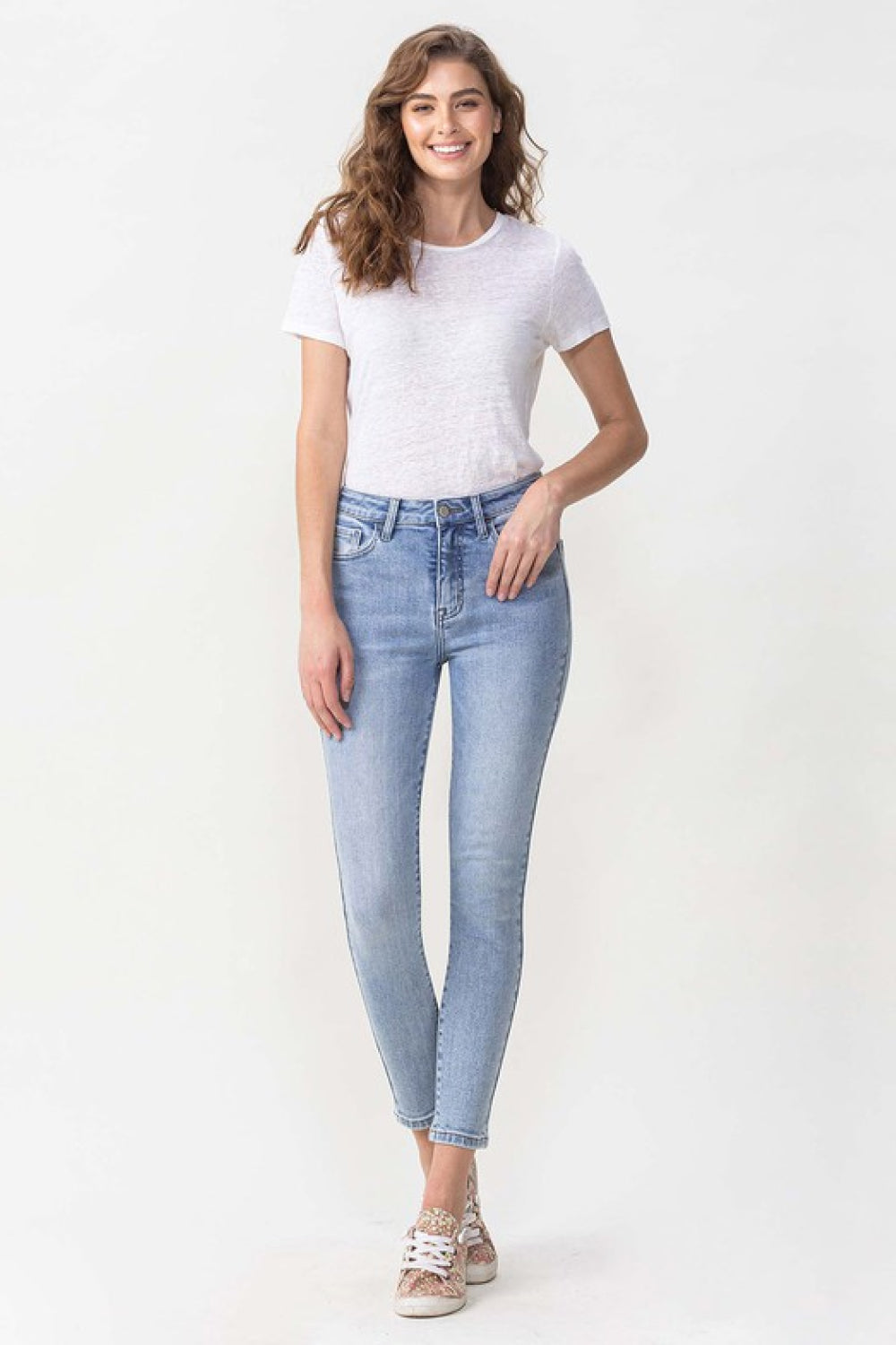 Get trendy with Lovervet Full Size Talia High Rise Crop Skinny Jeans - Jeans available at Styles Code. Grab yours today!