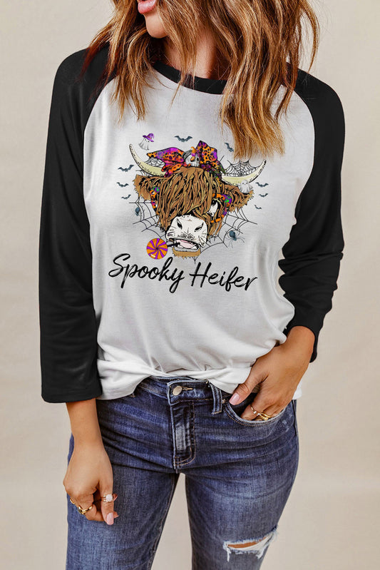 Get trendy with Round Neck Raglan Sleeve Halloween Theme T-Shirt - Halloween Clothes available at Styles Code. Grab yours today!