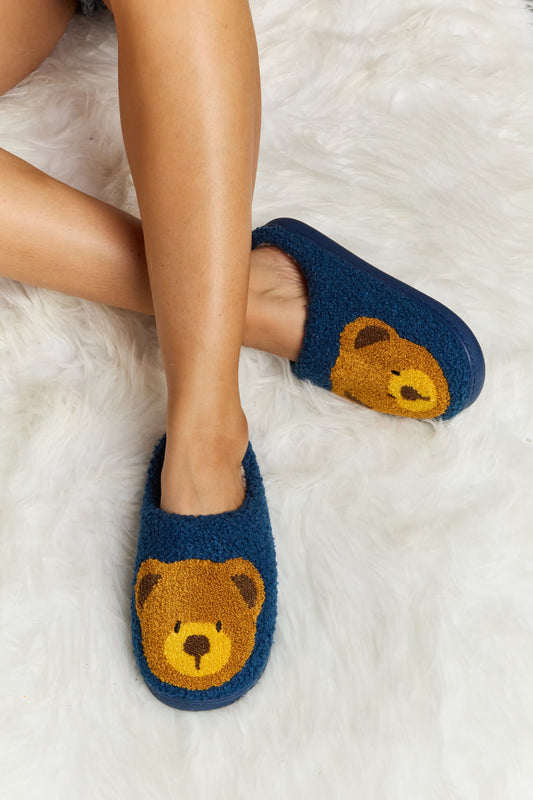 Get trendy with Melody Teddy Bear Print Plush Slide Slippers - Shoes available at Styles Code. Grab yours today!