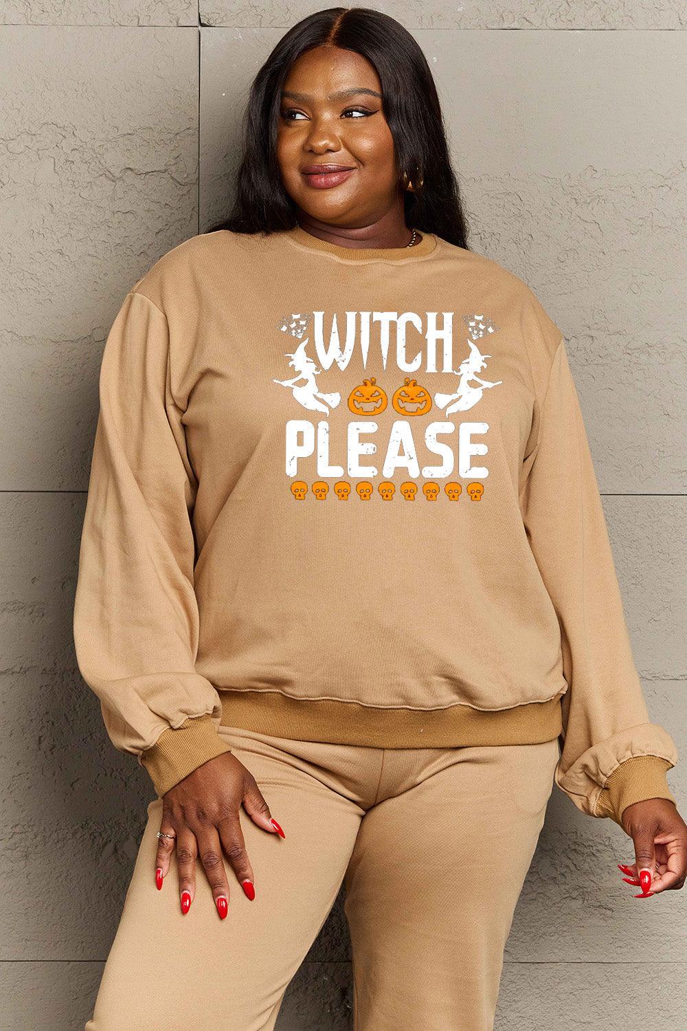 Get trendy with Simply Love Full Size WITCH PLEASE Graphic Sweatshirt - Halloween Clothes available at Styles Code. Grab yours today!