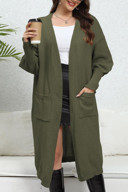 Get trendy with Open Front Dropped Shoulder Cardigan - Cardigan available at Styles Code. Grab yours today!