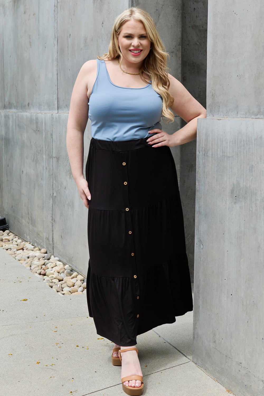 Get trendy with Heimish So Easy Full Size Solid Maxi Skirt - Luxe available at Styles Code. Grab yours today!