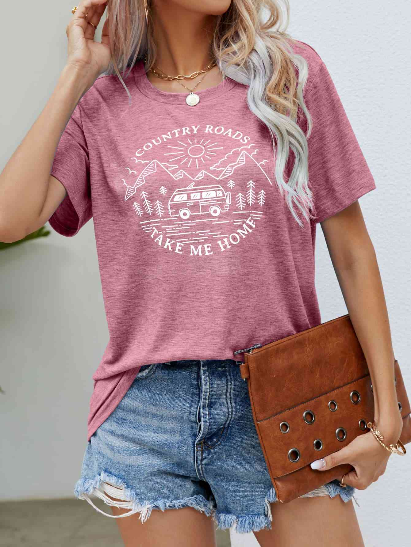 Get trendy with COUNTRY ROADS TAKE ME HOME Graphic Tee - T-Shirt available at Styles Code. Grab yours today!