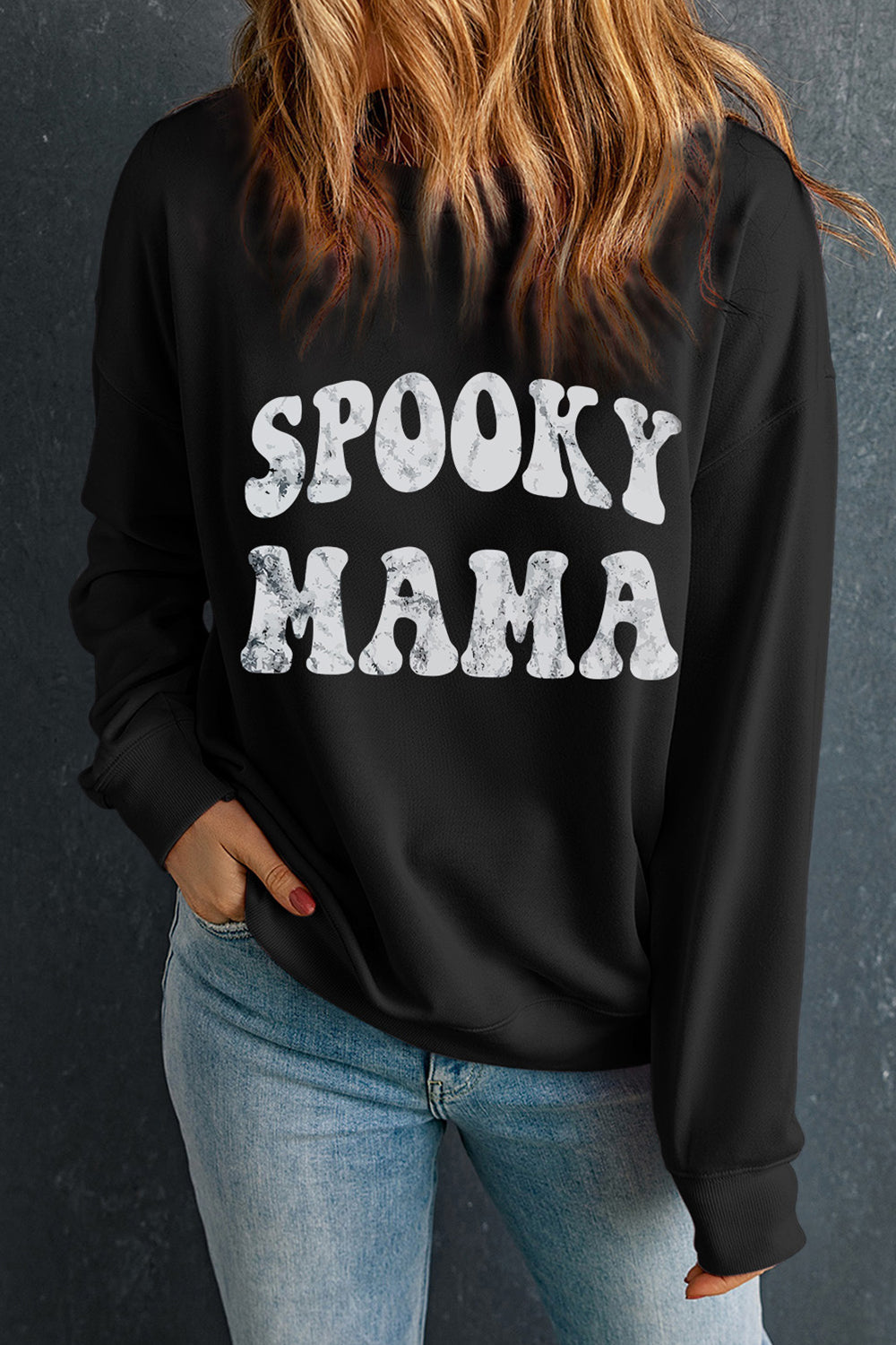 Get trendy with SPOOKY MAMA Graphic Sweatshirt - Halloween Clothes available at Styles Code. Grab yours today!