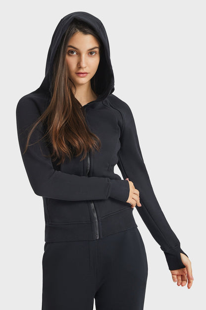 Get trendy with Zip Up Seam Detail Hooded Sports Jacket - Activewear available at Styles Code. Grab yours today!