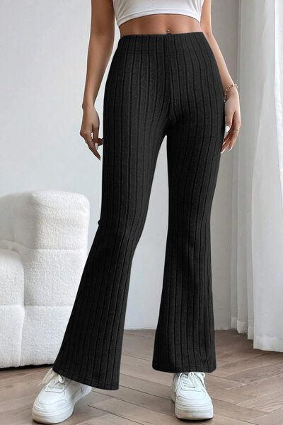 Get trendy with Full Size Ribbed High Waist Flare Pants -  available at Styles Code. Grab yours today!