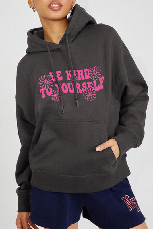 Get trendy with Full Size BE KIND TO YOURSELF Graphic Hoodie - Graphic Hoodie available at Styles Code. Grab yours today!