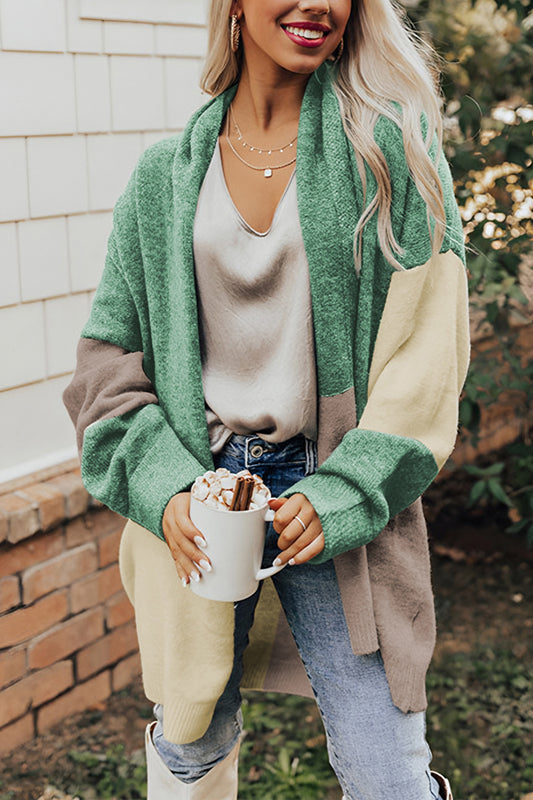 Get trendy with Color Block Long Sleeve Cardigan - Cardigans available at Styles Code. Grab yours today!