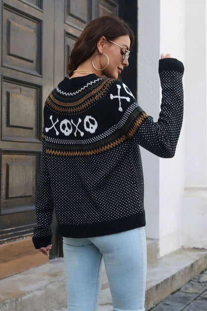 Get trendy with Ghost Pattern Round Neck Long Sleeve Sweater - Halloween Clothes available at Styles Code. Grab yours today!