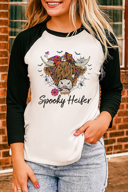 Get trendy with Round Neck Raglan Sleeve Halloween Theme T-Shirt - Halloween Clothes available at Styles Code. Grab yours today!