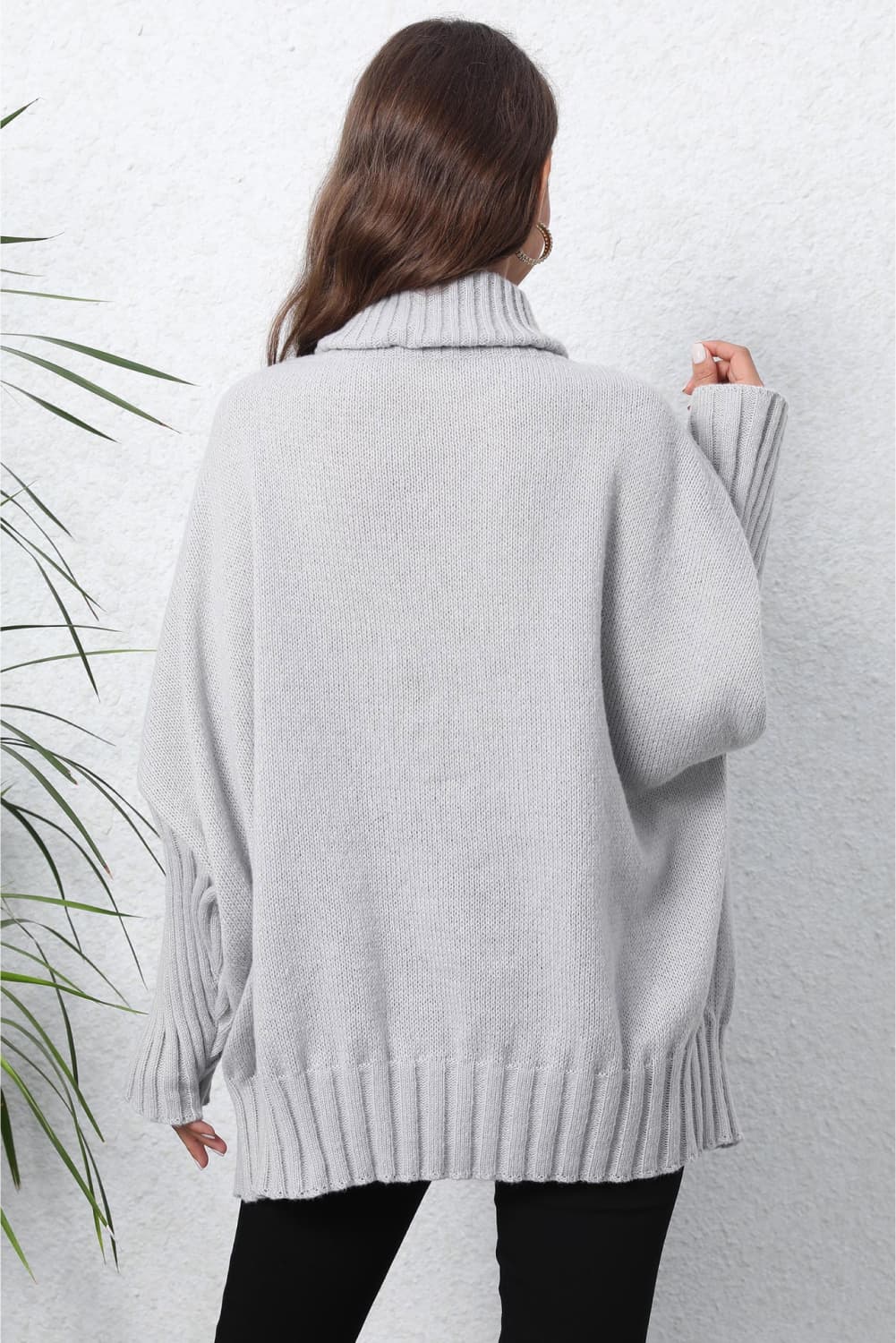 Get trendy with Turtle Neck Long Sleeve Ribbed Sweater - Sweater available at Styles Code. Grab yours today!