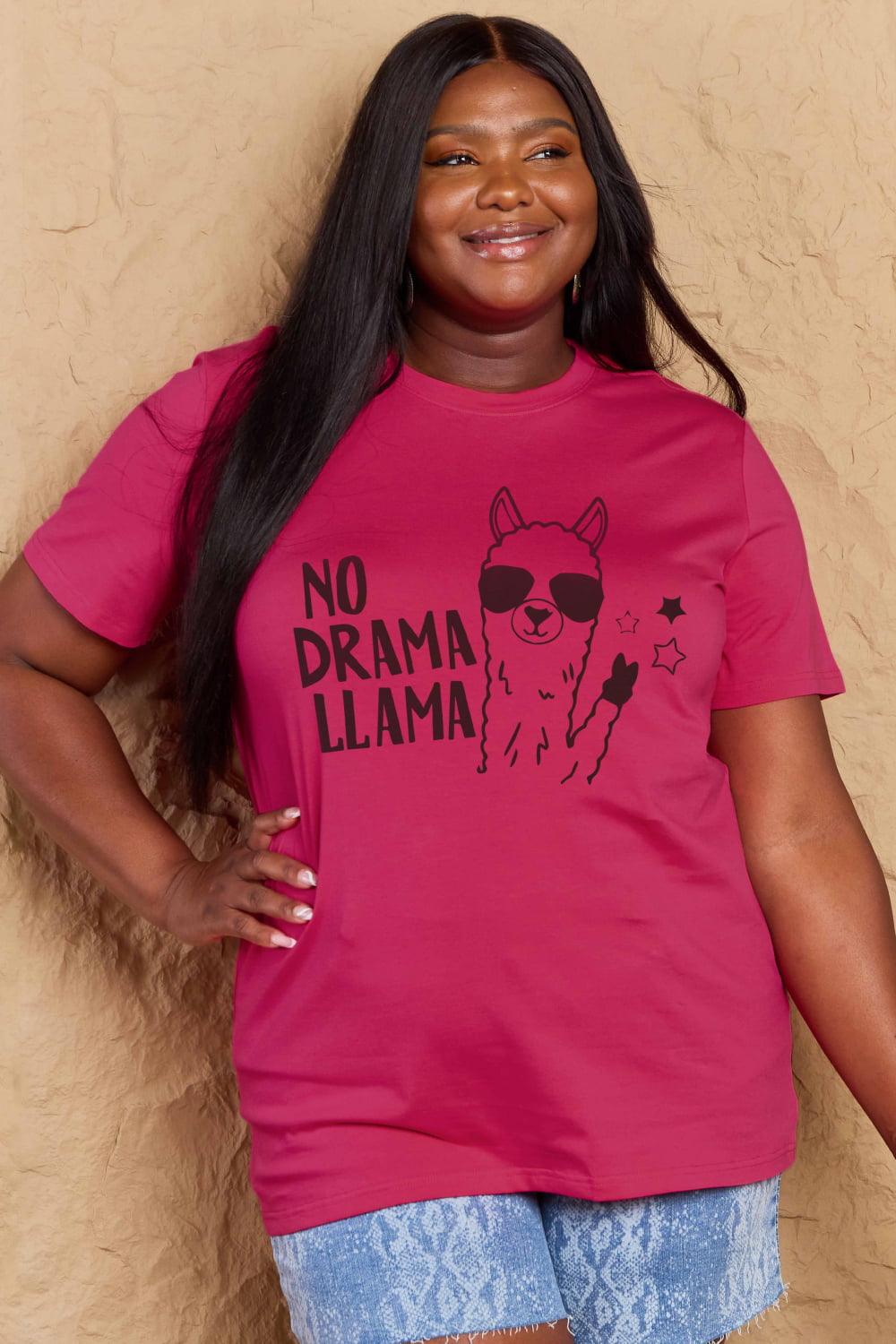 Get trendy with Full Size NO DRAMA LLAMA Graphic Cotton Tee - Graphic T-Shirts available at Styles Code. Grab yours today!