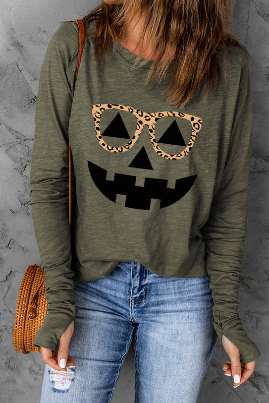 Get trendy with Graphic Thumbhole Sleeve T-Shirt - Halloween Clothes available at Styles Code. Grab yours today!