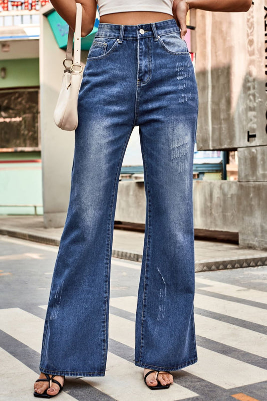 Get trendy with Buttoned Loose Fit Jeans with Pockets - Jeans available at Styles Code. Grab yours today!