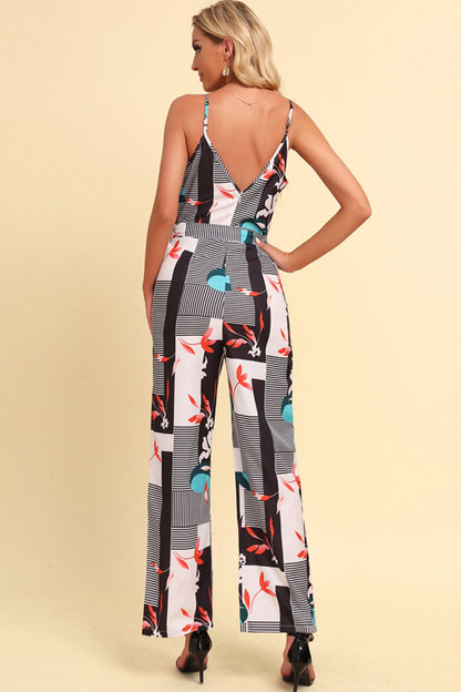 Get trendy with Printed Spaghetti Strap Tied Jumpsuit - Jumpsuits available at Styles Code. Grab yours today!