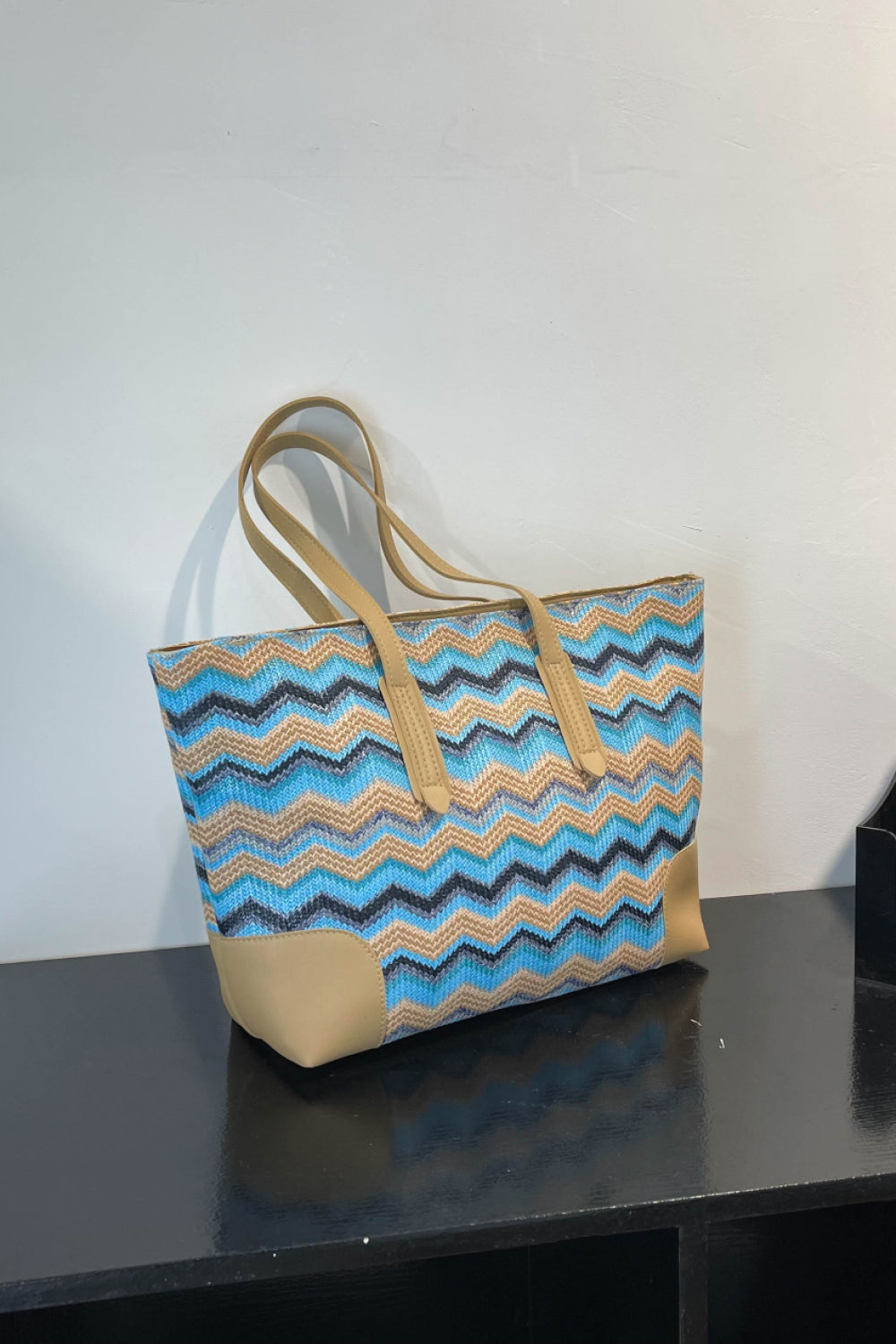 Get trendy with Chevron Straw Tote Bag - Bags available at Styles Code. Grab yours today!