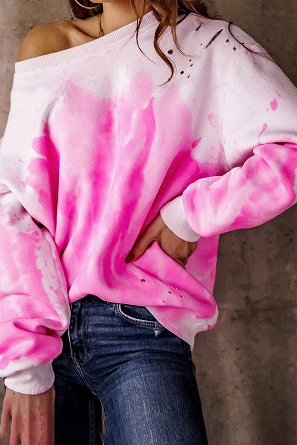 Get trendy with Tie Dye Round Neck Long Sleeve Sweatshirt - Tops available at Styles Code. Grab yours today!