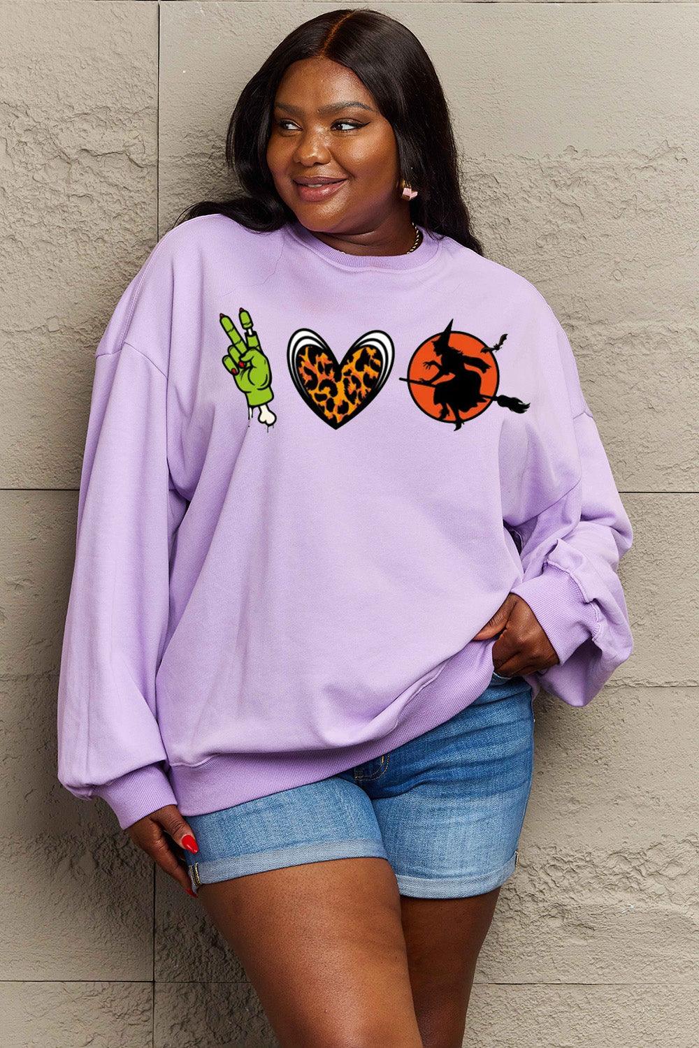 Get trendy with Simply Love Full Size Drop Shoulder Graphic Sweatshirt - Halloween Clothes available at Styles Code. Grab yours today!