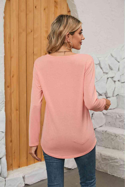 Get trendy with Square Neck Long Sleeve T-Shirt - T-Shirt available at Styles Code. Grab yours today!