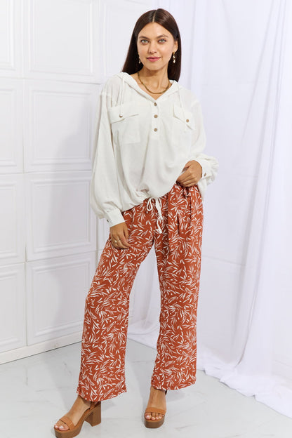 Get trendy with Heimish Right Angle Full Size Geometric Printed Pants in Red Orange - Luxe available at Styles Code. Grab yours today!