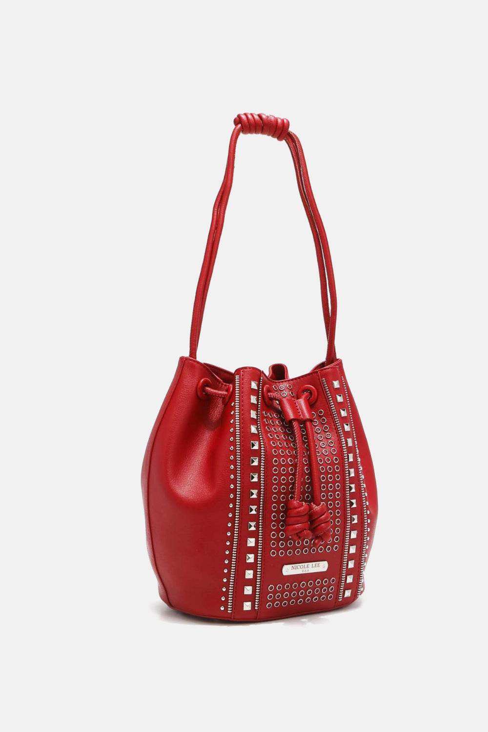 Get trendy with Nicole Lee USA Amy Studded Bucket Bag - Bags available at Styles Code. Grab yours today!