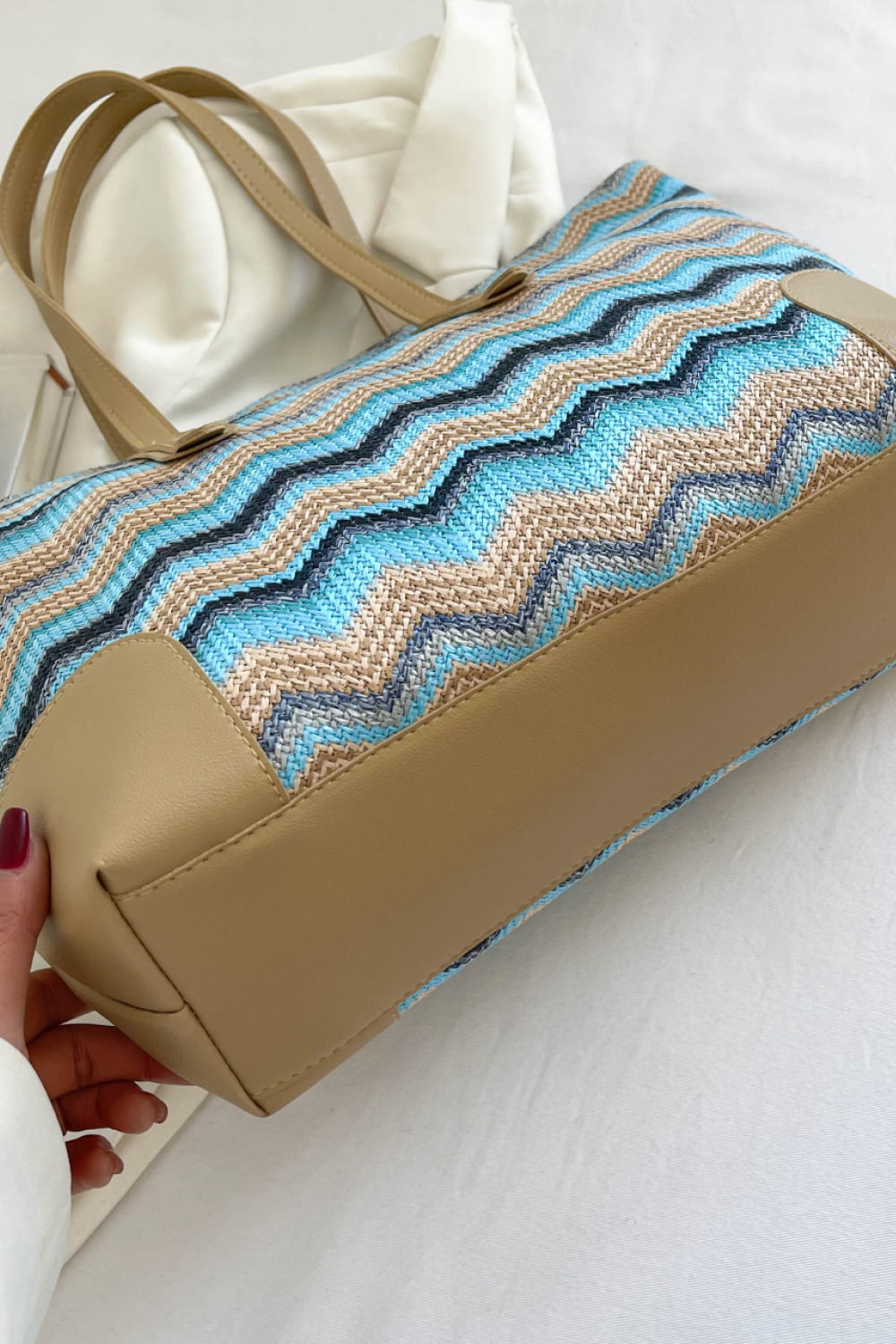 Get trendy with Chevron Straw Tote Bag - Bags available at Styles Code. Grab yours today!