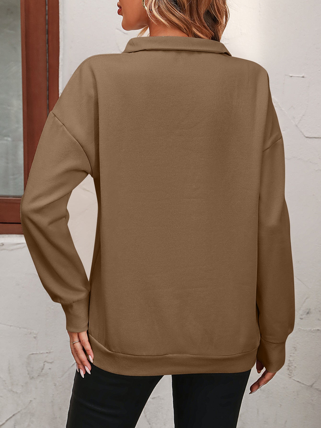 Get trendy with Zip-Up Dropped Shoulder Sweatshirt - Tops available at Styles Code. Grab yours today!