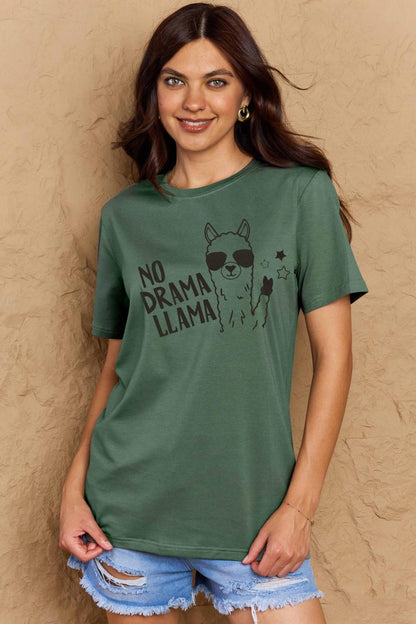 Get trendy with Full Size NO DRAMA LLAMA Graphic Cotton Tee - Graphic T-Shirts available at Styles Code. Grab yours today!