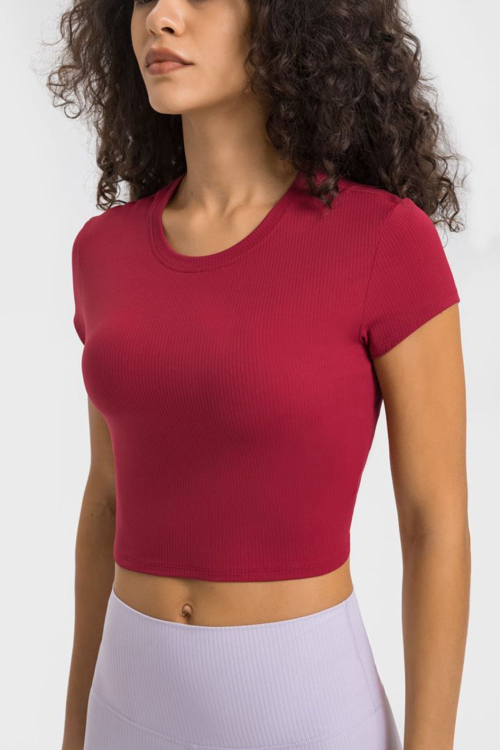 Get trendy with Round Neck Short Sleeve Cropped Sports T-Shirt - Activewear available at Styles Code. Grab yours today!